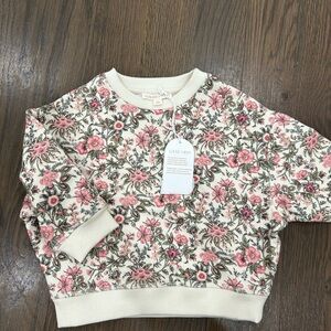 Louis Misha girls Floral Crew Neck Sweater - Cream and Pink
